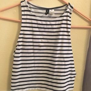 navy + white striped H&M crop tank!!